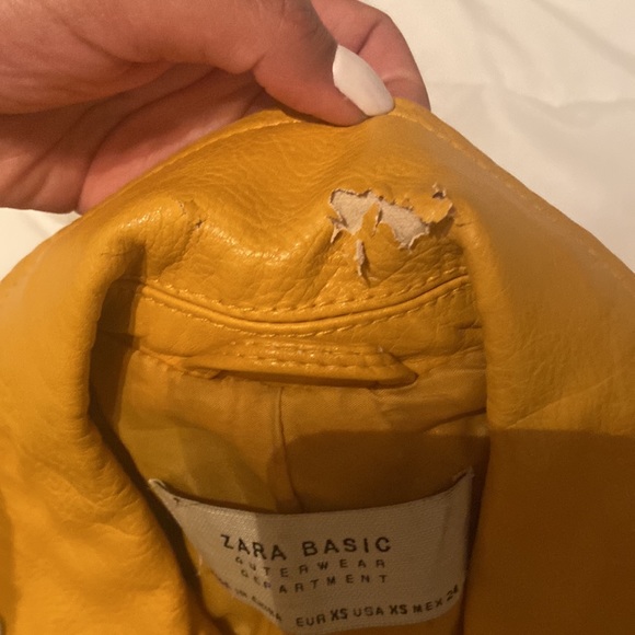 Yellow Zara XS  faux leather biker jacket - Picture 3 of 3